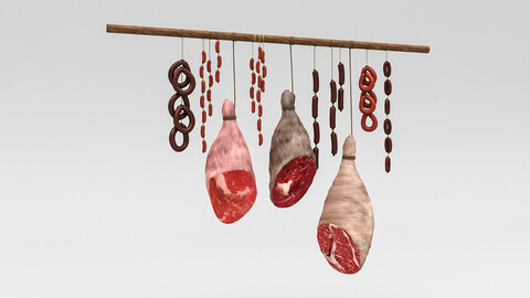 Meats and Sausages Low-poly 3D model