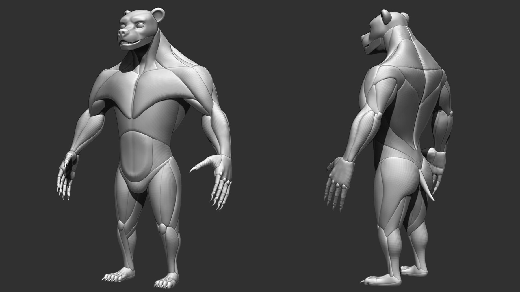 Artstation Werebear Body Block Out Basemesh Resources