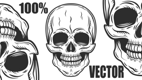 Skull monochrome style isolated vector on white background