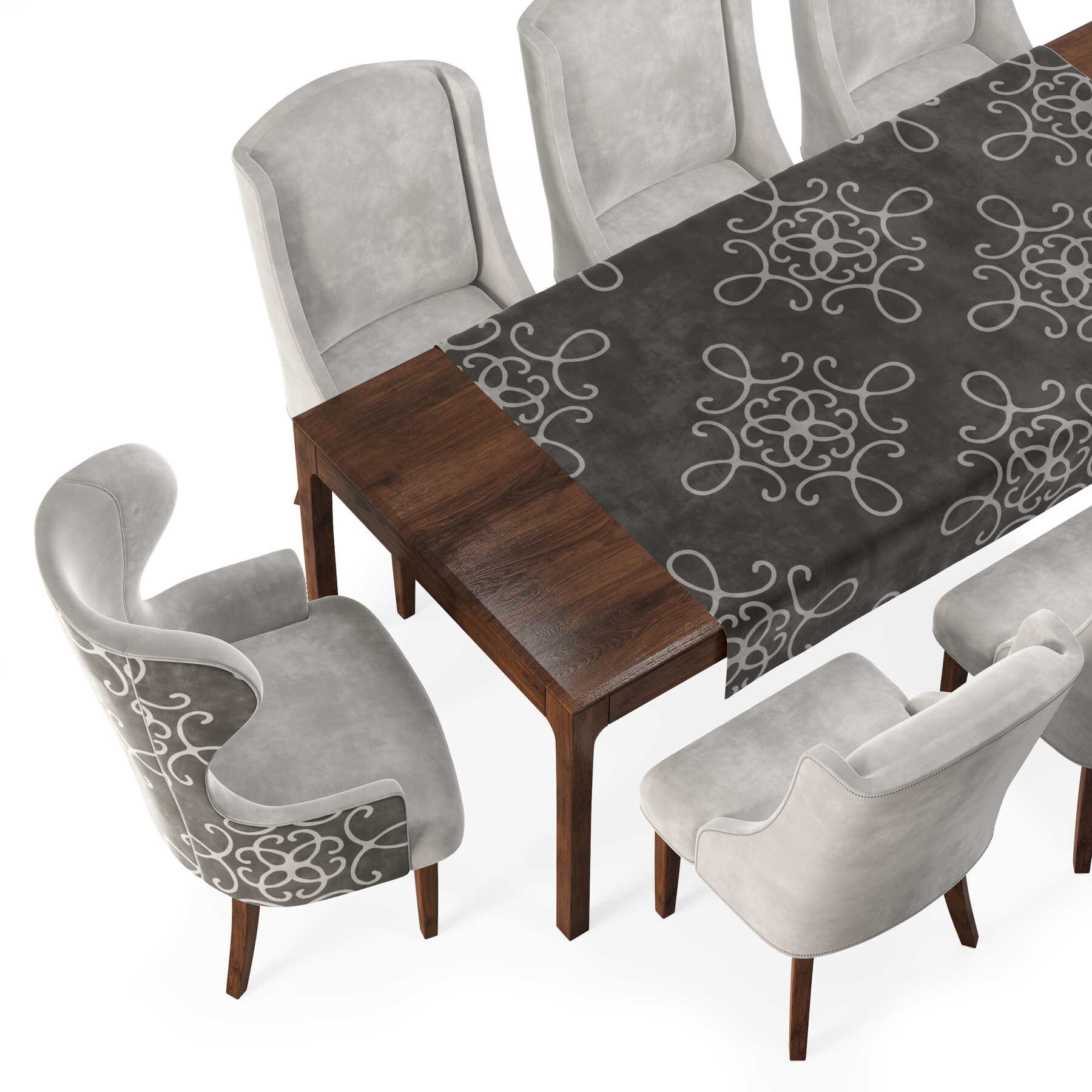 ArtStation Dove Gray Velvet Dining Chairs&table Resources