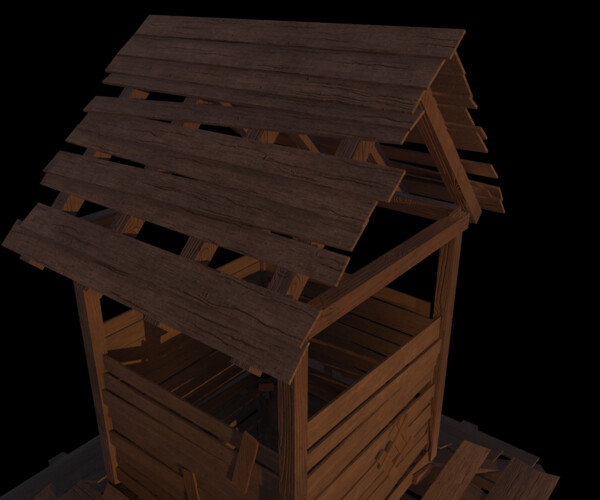 ArtStation - 3d model of wooden temple in low poly | Game Assets