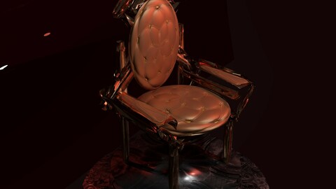 Old Rustic Molded Bronze Leather Chair