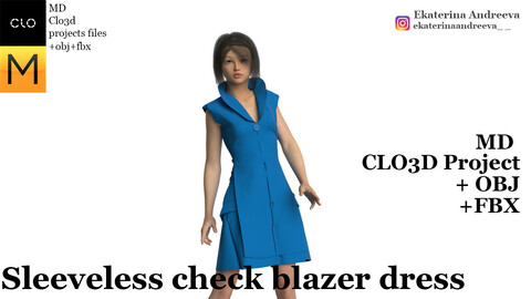 Sleeveless check blazer dress