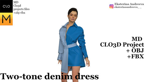 Two-tone denim dress