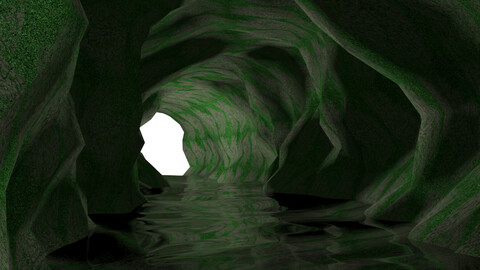 Cave and water 3d modeling with realistic texture