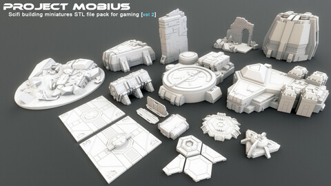 3D Printable Scifi Structures for Tabletop Gaming Vol 2 (STLs)