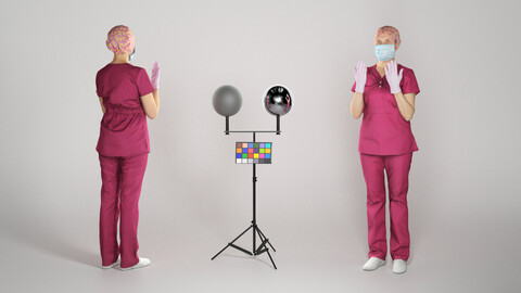 Surgeon woman in uniform and sterile gloves preparing for surgery 252