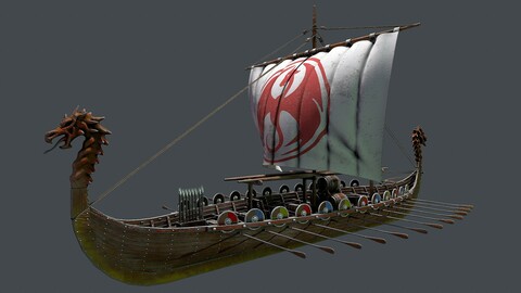 Viking drakkar 3d model