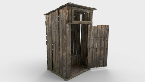 Old Wooden Outdoor Country Toilet PBR