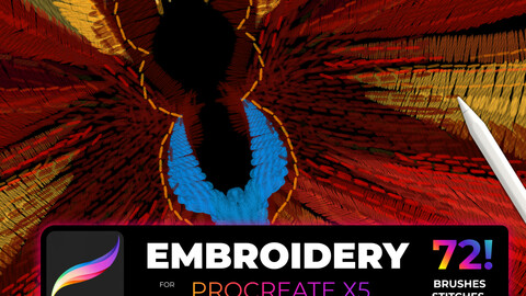 Embroidery for PROCREATE X5 embroider, thread, pattern, needlework, canvas, sew, machine embroidery, fabric texture, Procreate Brushes, Procreate Brush Set, Procreate Lettering, Procreate Brushes, Procreate Brush Brushes For Procreate