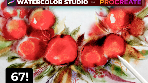 67! WATERCOLOR Procreate brushes,  Watercolor, gouache, graphics, mixed media, watercolor paper, watercolor texture, alcohol ink, watercolor efeet, brushes, wet,Procreate Brushes, Procreate Brush Set, Procreate Lettering, Procreate Brushes, Procreate Brush