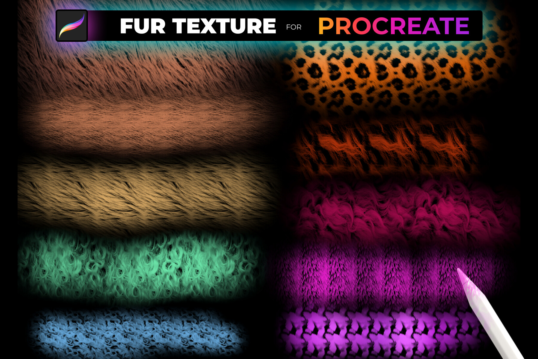 ArtStation - FUR TEXTURE Brushes for PROCREATE, fur, wool, hair, skin