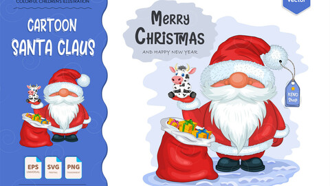 Santa Claus with a bull.