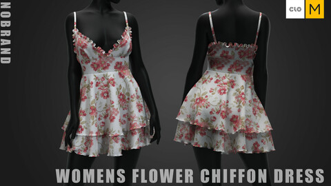 Womens - Flower Chiffon Dress