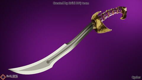 Purple-Gold Fantasy Sword ( 3D Weapon Model )