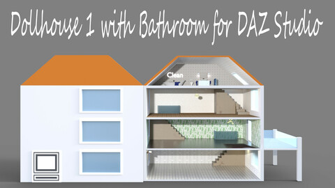 Dollhouse 1 with Bathroom for DAZ Studio