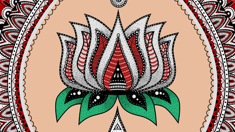 Colorful Lotus Mandala Illustration Design