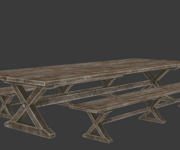 ArtStation - Medieval Table with Bench 2 | Game Assets