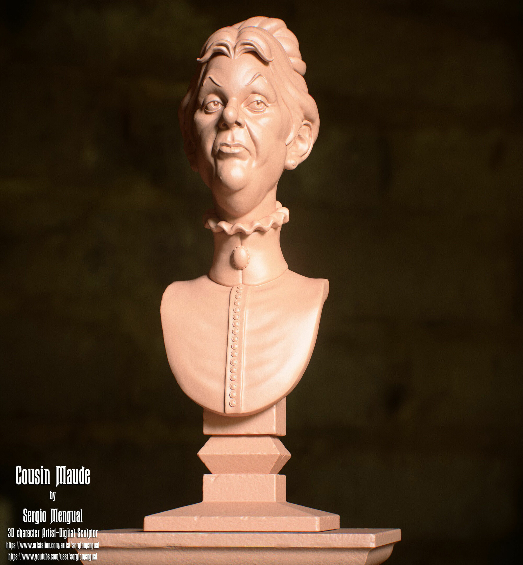 ArtStation Haunted Mansion Cousin Maude 3D Printable Bust 3D print