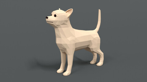 Low Poly Cartoon Chihuahua Dog