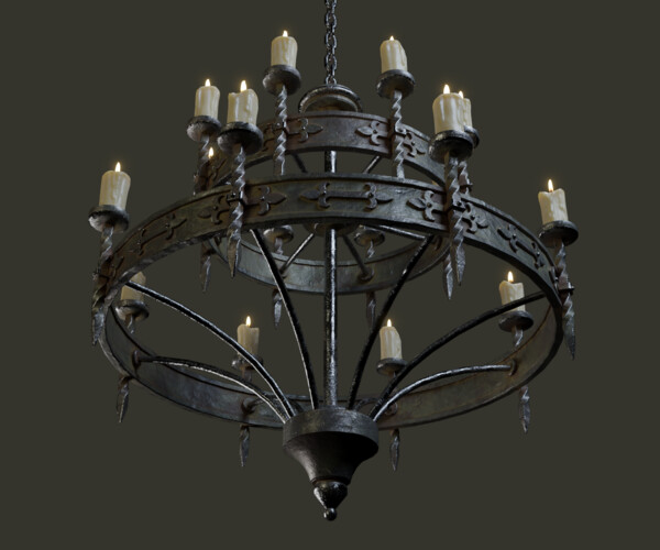 ArtStation Medieval Candle Chandelier A Game Assets