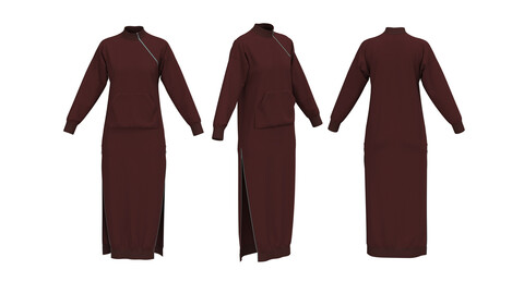 Knited dress. Clo3d, Marvelous Designer project + OBJ + FBX