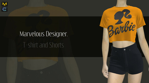 Female Outfit , T-shirt and Shorts - Marvelous Designer & CLO3d Projects