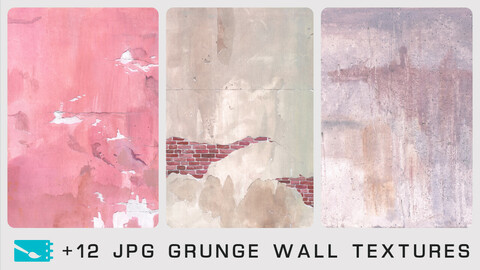 GRUNGE WALL TEXTURES - Traditional painting pack - 12 JPG & 1 bonus PSD