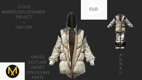 UNISEX COSTUME: JACKET+LONGSLEAVE+PANTS| CLO3D, MARVELOUS DESIGNER PROJECT| +OBJ+FBX