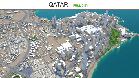Doha City with Full Qatar Country 3D model 200km