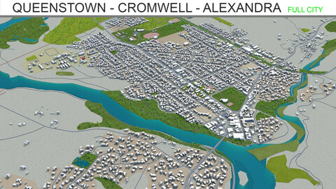 Queenstown  Cromwell  Alexandra  city New Zealand 3d model 80km