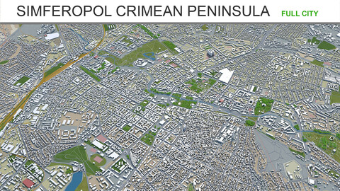 Simferopol city Crimean Peninsula 3d model 40km