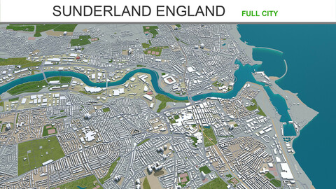 Sunderland city England 3d model 30km
