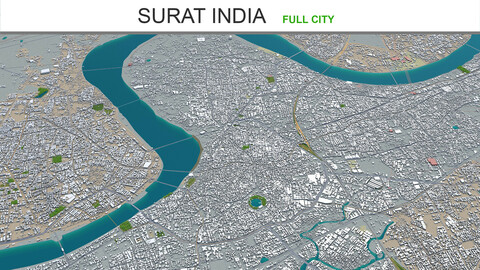 Surat city India 3d model 40km