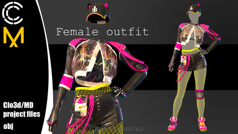 Female outfit. Marvelous Designer/Clo3d project + OBJ.