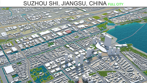 Suzhou Shi  Jiangsu city China 3d model 200km