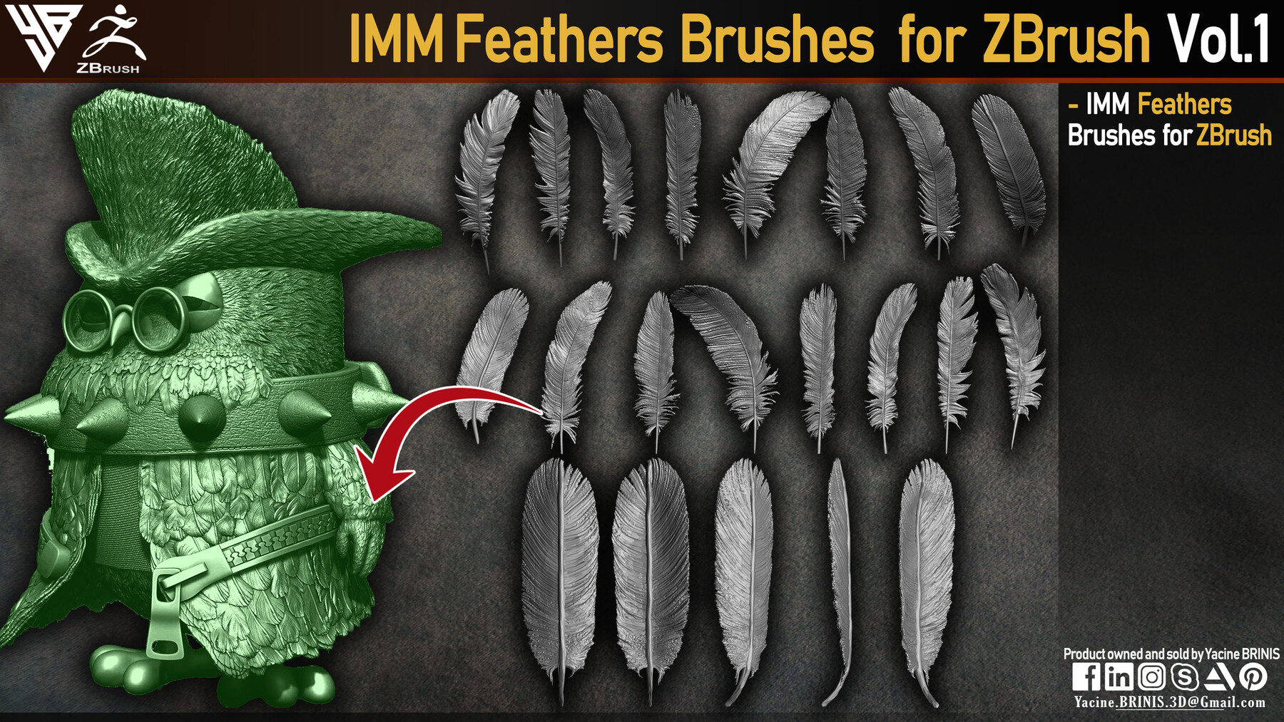 ArtStation - IMM Feathers Brushes for ZBrush