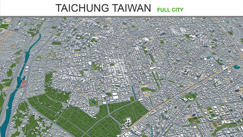 Taichung city Taiwan 3d model 120km