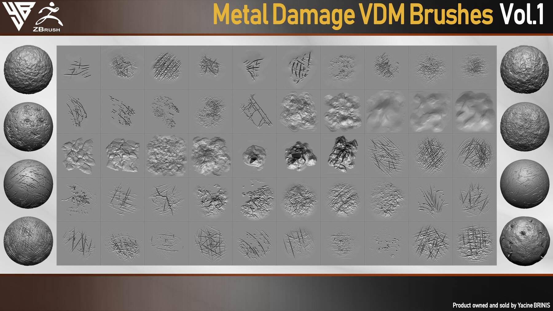 ArtStation - 20 Metal Damage Stencils/VDM Brushes(Pack1)
