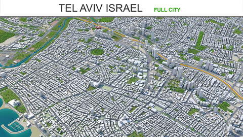 Tel Aviv city Israel 3d model 30km