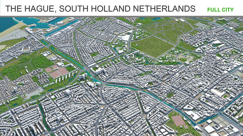 The Hague city South Holland Netherlands 3d model 50km