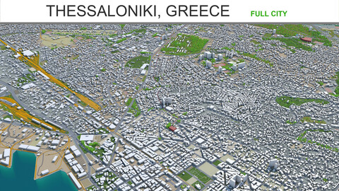 Thessaloniki city Greece 3d model 30km