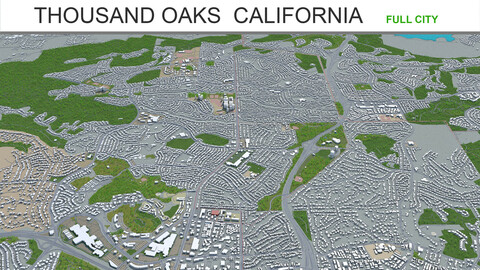 Thousand Oaks city California 3d model 40km