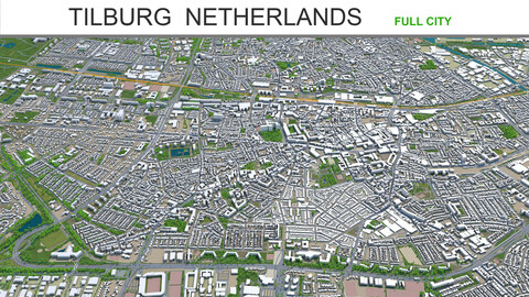 Tilburg city Netherlands 3d model 50km