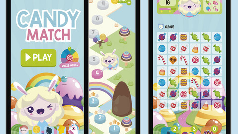 Candy Match 3 Game Assets Graphics