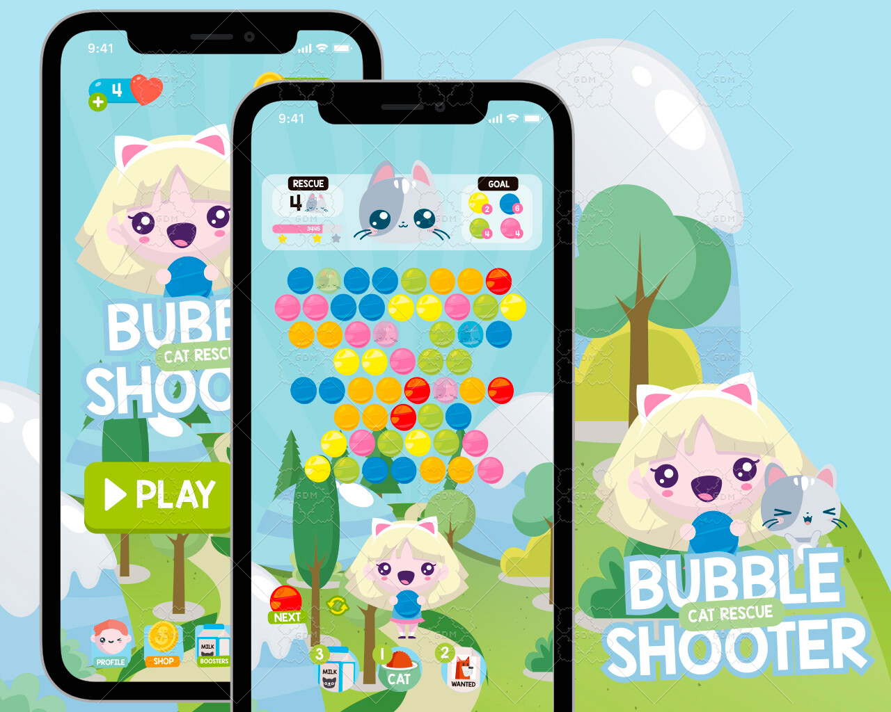 Bubble shooter game assets Royalty Free Vector Image