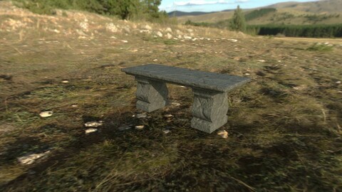 medieval stone bench Low-poly 3D model