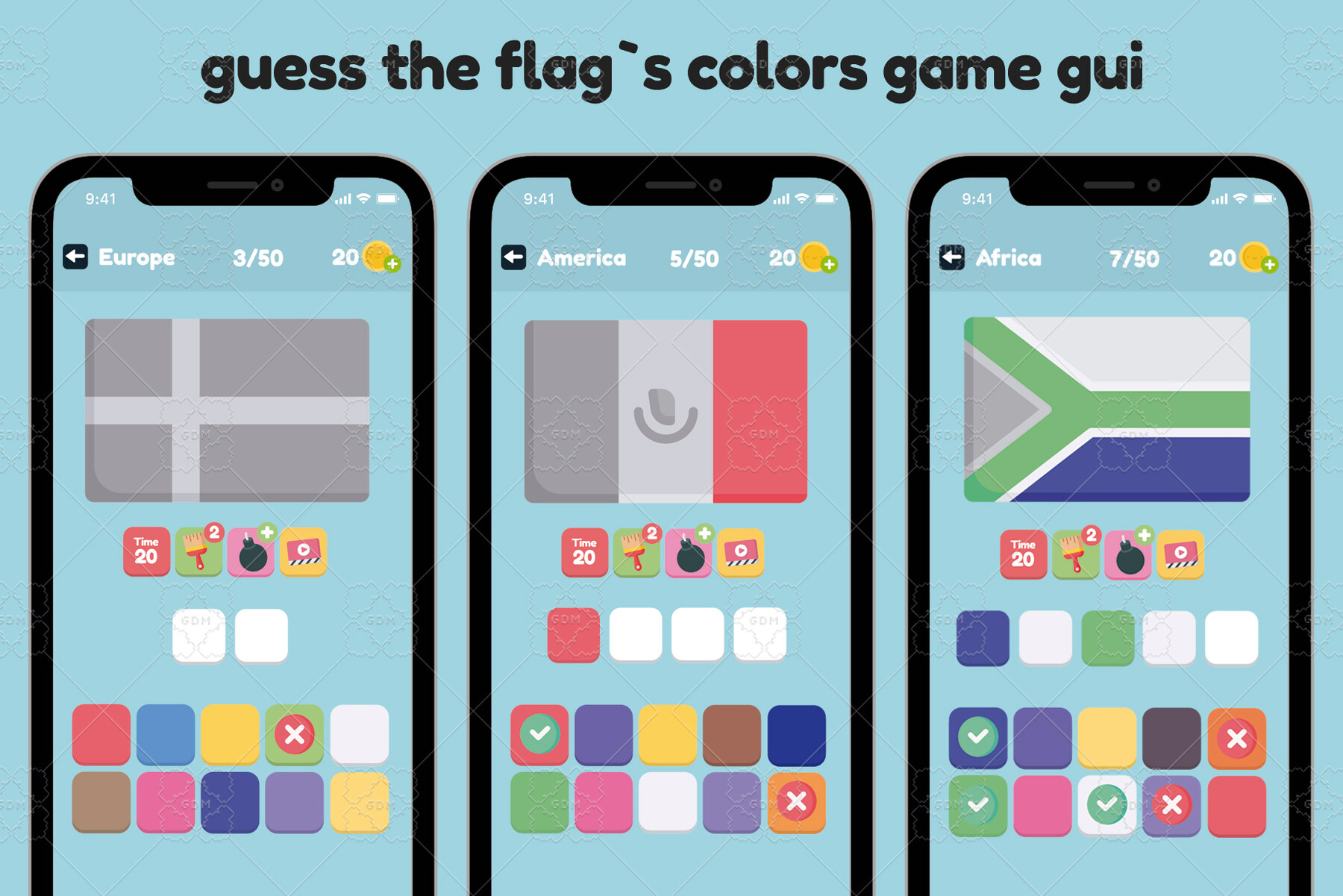 Guess the Flag Color Game Gui Assets