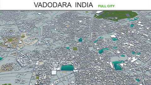 Vadodara city India 3d model 30km