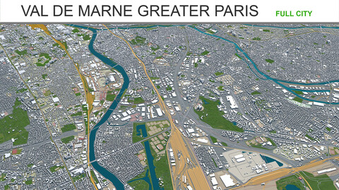 Val De Marne city Greater Paris 3d model 30km